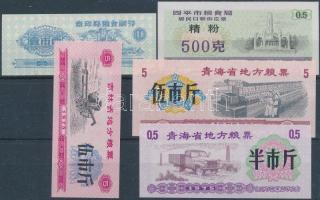 Kína 1975-1990. 5db klf rizsjegy(?) T:I,I- China 1975-1990. 5pcs of diff rice coupons (?) C:UNC,AU