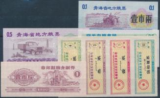 Kína 1975-1990. 8db klf rizsjegy(?) T:I,I- China 1975-1990. 8pcs of diff rice coupons (?) C:UNC,AU