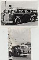 cca 1930-1950 Budapest, A 12-es és a 13-as busz (utóbbi a Zalka Máté tér - Üllői út között), későbbi sajtófotók, egyik foltos, 14,5x10,5 és 13x18 cm