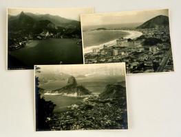 cca 1920 Copacabana, Corcovago, Botafogo 3 db eredeti fotó Braziliából 16x24 cm