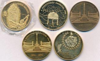 1989-1996. 5db-os aranyozott emlékérme tétel, benne több Honfoglalással kapcsolatos érem és egy rend...