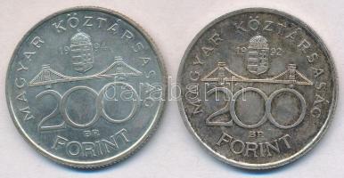 1992-1994. 200Ft Ag "MNB/Deák" (2x) T:2 patina