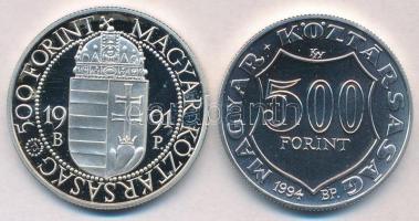1991. 500Ft Ag "II. János Pál pápa látogatása" + 1994. 500Ft Ag "Kossuth Lajos" ...