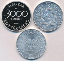 2000. 3000Ft Ag "Veszélyeztetett állatvilág - hód" + 2001. 3000Ft Ag "Ezeréves a magy...