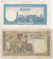 Románia 1941. 500L + 1945. 5000L T:III,III-
Romania 1941. 500 Lei + 1945. 5000 Lei C:F,VG