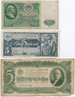 Szovjetunió 1937. 5Ch + 1938. 5R + 1961. 50R T:III,III- Soviet Union 1937. 5 Chervontsev + 1938. 5 Rubles + 1961. 50 Rubles C:F,VG