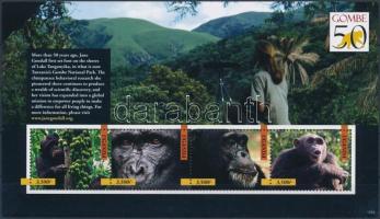 Jane Goodall, the world-famous chimpanzee researcher mini sheet set Jane Goodall, a világhírű csimpá...