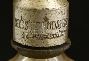 Régi címeres szódásüveg, tetején "Egyesült Szikvízgyár Budapest" felirattal, alján csorbáv...