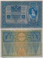 1917. 2K "Deutschösterreich" felülbélyegzéssel + Ausztria 1919. (1902) 1000K mindkét oldal...