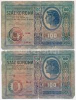 1912. 100K román felülbélyegzéssel + 1913. 20K (2x) egyik román felülbélyegzéssel + 1915. 10K T:III,III-