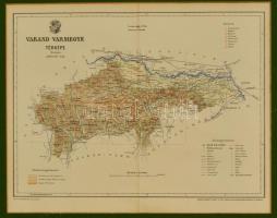 1897 Varasd vármegye térképe, tervezte: Gönczy Pál, kiadja: Posner Károly és Fia térképészeti műintézete, paszpartuban, 22x28 cm