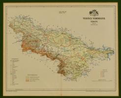 1897 Verőce vármegye térképe, tervezte: Gönczy Pál, kiadja: Posner Károly és Fia térképészeti műintézete, paszpartuban, 23x28 cm