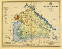 1897 Moson vármegye térképe, tervezte: Gönczy Pál, kiadja: Posner Károly és Fia térképészeti műintézete, paszpartuban, 22x27 cm