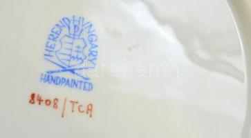 Herendi Tupini mintás áttört szélű dísz tányér, kézzel festett, jelzett, hibátlan, d:20,5 cm