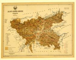 1893 Alsó-Fehér vármegye térképe, tervezte: Gönczy Pál, kiadja: Posner Károly és Fia térképészeti műintézete, paszpartuban, 22x29 cm