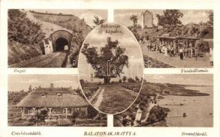 Balaton - 6 db régi városképes lap: éttermek, üdülők, villák, vasútállomás