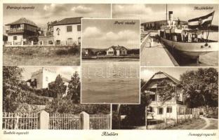 Balaton - 6 db régi városképes lap: éttermek, üdülők, villák, vasútállomás