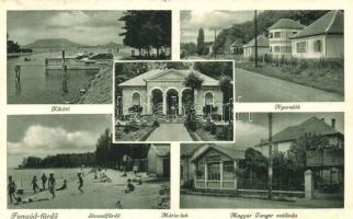 Balaton - 6 db régi városképes lap: éttermek, üdülők, villák, vasútállomás