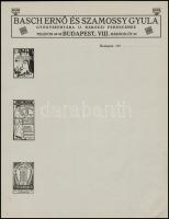 cca 1910-1920 Bp., Basch Ernő és Szamossy Gyula Gyógyszertára II. Rákóczi Ferenczhez kitöltetlen fejléces levélpapír, szép állapotban