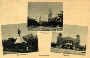 5 db régi magyar és történelmi magyar mozaik városképes lap, vasútállomásokkal: Békéscsaba, Nyíregyh...