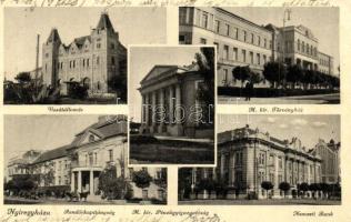 5 db régi magyar és történelmi magyar mozaik városképes lap, vasútállomásokkal: Békéscsaba, Nyíregyh...