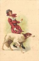 5 db régi kutya motívumlap / 5 pre-1945 dog motive cards