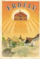 4 db régi vegyes témájú grafikai lap / 4 pre-1945 mixed-themed graphic postcards