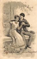 10 db régi üdvözlőlap, szerelmes párok / 10 pre-1945 greeting cards, romantic couples