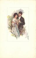 10 db régi üdvözlőlap, szerelmes párok / 10 pre-1945 greeting cards, romantic couples
