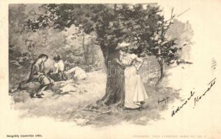 10 db régi üdvözlőlap, szerelmes párok / 10 pre-1945 greeting cards, romantic couples