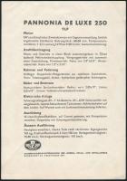 cca 1950-1960 A Pannonia de Luxe 250 TLF motor kisplakátja, hátoldalon német nyelvű műszaki ismertet...