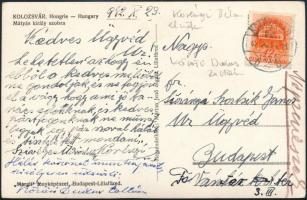 1942 Korényi Béla és Körösi Dudás Zoltán népzenészek által írt és aláírt képeslap Kolozsvárról,a mag...