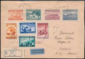 Registered airmail cover to Prague, Ajánlott légi levél Prágába