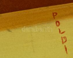 Poldi jelzéssel: Virágcsendélet. Vegyes technika, karton, foltos, 38×49 cm