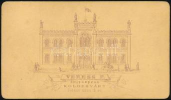 cca 1868 Önkéntes tűzoltó teljes díszben, keményhátú fotó Veress Ferenc (1832-1916) kolozsvári műter...