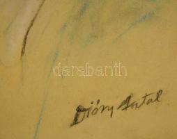 Diósy jelzéssel: Női portré. Pasztell, papír, üvegezett keretben, 47×30 cm