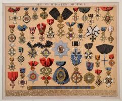 Kerámiák, kitüntetések, zászlók, bélyegek, litho képek, német nyelven feliratozva, paszpartuban, 4 d...