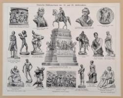 Építészet, művészet, szerszámok, illusztrációk a Meyers-féle lexikonból, német nyelven feliratozva, ...