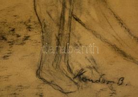 Kondor jelzéssel: Család. Szén, papír, üvegezett keretben, 40×30 cm