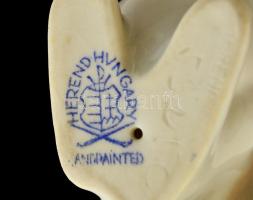 Herendi porcelán nyuszipár, kézzel festett, jelzett, hibátlan, 8,5x7,5 cm