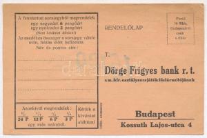 Budapest 1934. "Mi evvel indulunk!" sorsjegy rendelőlap "Dörge Frigyes bank r.t."...