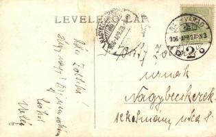 1906 Nagyvárad, Oradea; utcakép a 4-es villamossal, Pannónia szálloda, Emke kávéház / street view wi...