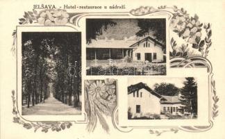 Jolsva, Jelsava; Vasúti vendéglő, étterem és szálloda / Hotel restaurace u nadrazi / railway station's restaurant and hotel. floral, Art Nouveau