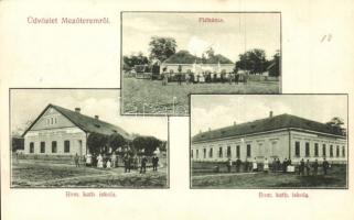 Mezőterem, Tiream; Római katolikus iskola és plébánia. Fogyasztási szövetkezet kiadása / Roman catholic church and parish (felületi sérülés / surface damage)