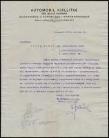 1925 Az Automobil Kiállítás rendező bizottságának fejléces levele, 28,5x23 cm