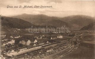 Sankt Michael in Obersteiermark, Bahnhof / railway station with trains