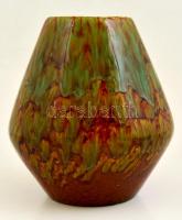 Gránit váza, csurgatott mázas, jelzett, hibátlan, m: 18 cm
