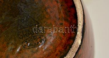 Gránit váza, csurgatott mázas, jelzett, hibátlan, m: 18 cm