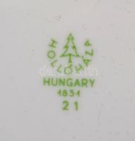 Hollóházi virágmintás porcelán mokkás készlet, jelzett, matricás, hibátlan, összesen 15 db