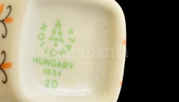 Hollóházi kupicás készlet, matricás, jelzett, hibátlan, eredeti dobozában, m:4 cm ( 6×)